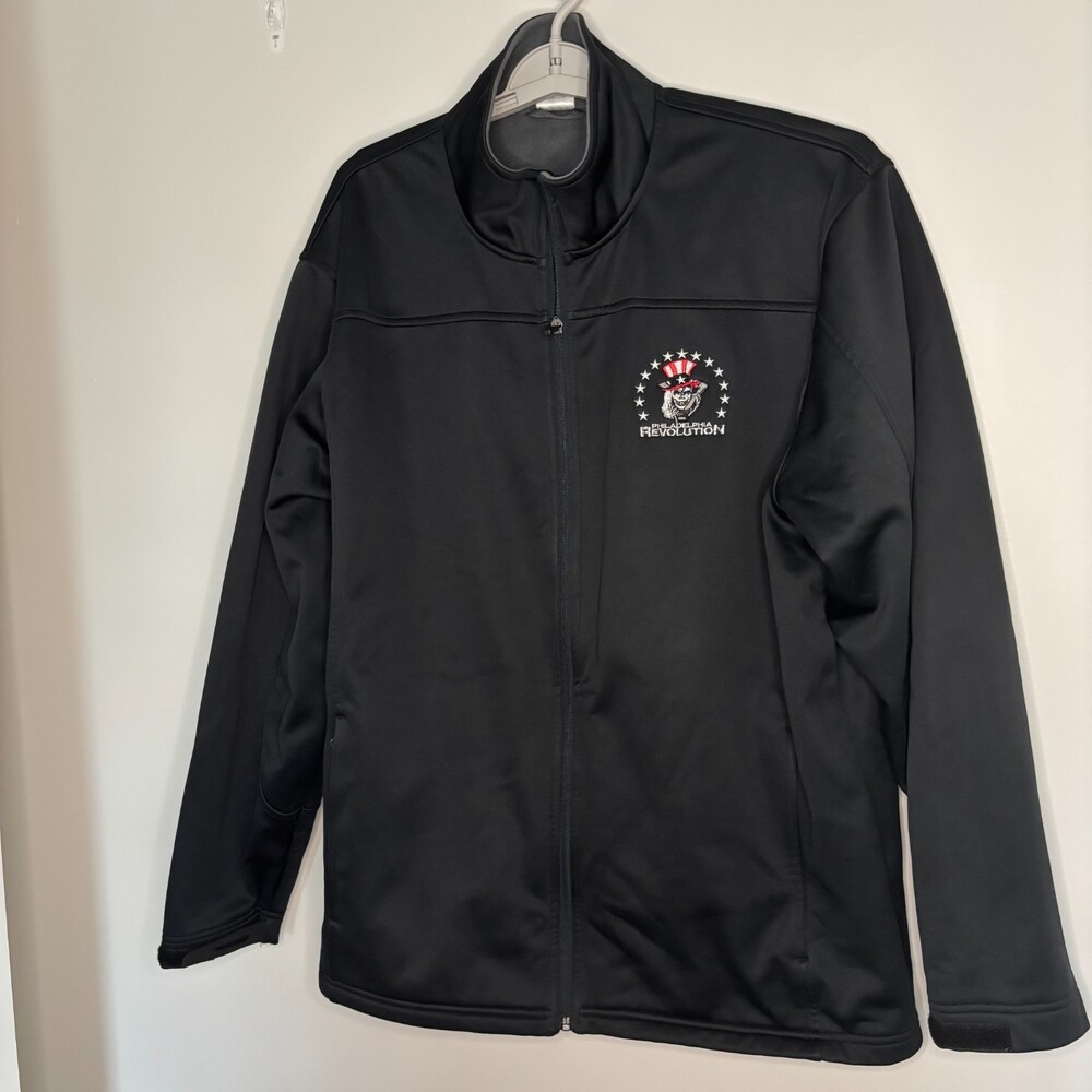 PHILADELPHIA REVOLUTION Full Zip Fleece Lined Jacket Mens XL Black Red THF - Picture 3 of 10